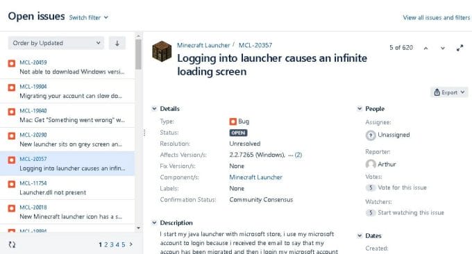 New Minecraft Launcher Has Been Reported to Be Bugged - Mojang bug tracker New Minecraft Launcher Has Been Reported to Be Bugged - Mojang bug tracker