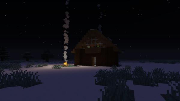 Snowy Log Cabin 1